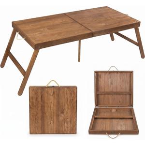 Novabright Foldable Boho Wooden Picnic Table Portable, 48x24 Inch | Low Picnic Table for Outdoor Indoor Floor Seating Beach Wedding Garden Camping BBQ Backyard