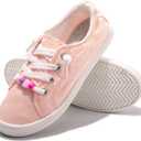 FUNKYMONKEY Girls Canvas Sneakers Lace up Lightweight Casual School Shoes for Toddler/Little Kids (Pink)