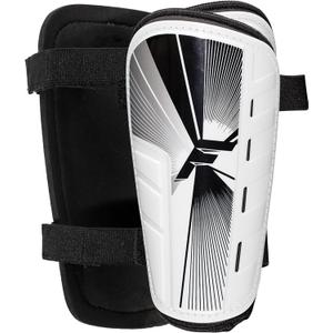Franklin Sports Soccer Shin Guards for Youth + Adults - Superlight Shin Guards for Men, Women + Kids - (2) Shin Guard Set for Boys + Girls (Medium, White/Black)
