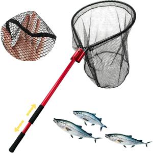 High Strength Heavy Duty Extra Large Aluminum Landing Net - Telescoping Handle (67-85inch), 27in Net Opening for Saltwater Fishing, Boat, Pier, River Angling