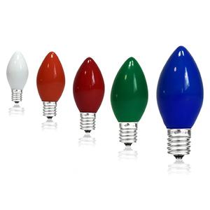 25 Pack C7 Multicolor Ceramic Christmas Lights Replacement Bulbs, 5W E12 Candelabra Base Incandescent Bulbs for Outdoor String Lights Xmas Tree Patio Holiday Party Decor