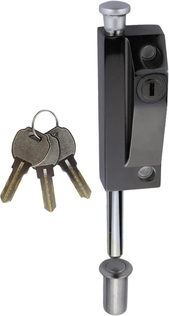 Spring Loaded Latch pin Black Heavy Duty Sliding Bolt Marine Grade,Barrel Bolt Thickened Vertical Latch Door Lock Cane Bolts for Gates Garage barn Double Door (Black)