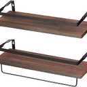 Coral Flower Floating Wall Mounted Shelves for Kitchen, Bathroom, Set of 2, 16.1inch, Carbonized Black