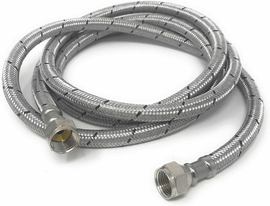 MI MADOL IMPORTS, LLC MADOL Reinforced Aluminum Propane Hose, 3/8" Female Flare, 6.5FT, Silver, 1 Pack