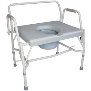 DMI Drop Arm Portable Toilet Commode, Extra-Wide Seat, 500 Pound Weight Capacity, Bucket with Lid Included, Adjustable Legs, Elderly Assistance Products, Grey