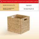 Rectangular Storage Baskets 13x11in, 4 Pack Water Hyacinth Wicker Bins with Handles, Foldable Natural Organizer for Shelves Kitchen Closet, Handwoven Storage Cubes