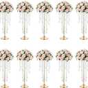 NUPTIO Gold Vases for Centerpieces Wedding - 10 Pcs 21.7in Tall Vase Centerpieces for Tables - Chandelier Flower Stand Bulk