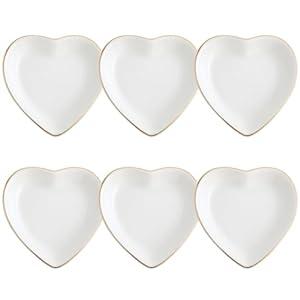 Shappy 6 Pcs White Ceramic Jewelry Tray 4.5 in Ring Holder Trinket Dish for Christmas Friendship Wedding Birthday Gifts(Flower)