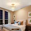 Mini Crystal Chandelier Modern Crysal Flush Mount Ceiling Light for Bedroom Closet Hallway with E26 Base Small Pendant Light (Gold-Ceiling)