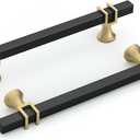 goldenwarm 10 Pack 5 Inch Black and Gold Cabinet Handles Square Drawer Pullls Hardware for Dresser Drawer (5in hole center)
