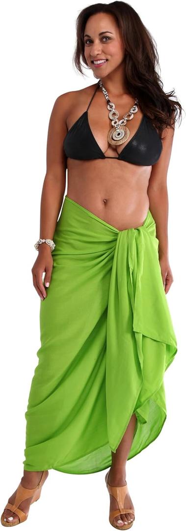 Womens Plus Size Fringeless (TM) Swimsuit Sarong (Lime Green)