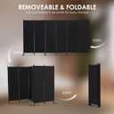RANTILA 6 Panel Room Divider, 6 FT Folding Privacy Screen with Wide Feet, Freestanding Partition for Room Separation, Portable Room Divider Panel, 133" W x 71" H, Black