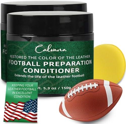 Calvana (2-Pack) 5.3 oz Leather Football Preparation Conditioner Kit, Includes Cleaning Sponge, Cleaning and Restoring, Non-drying & Non-darkening Formula, Non-wax Composition, for Softball, Baseball,Set of 2
