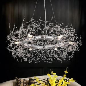 Macarena Modern Crystal Chandelier Dining Room Light Fixtures Silver Firework,Chrome Large Round Pendant Hanging Lighting for Bedroom Living Room Entryway Closet Bathroom Kitchen