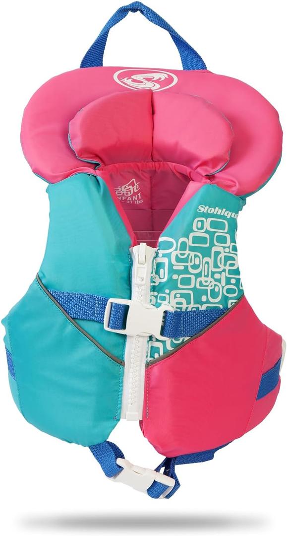 Stohlquist Infant Life Jacket, US Coast Guard Approved, Type II Life Vest (20-30 lbs) for Babies and Toddlers, Support Collar with Grab Handle, PFD for Pools, Lakes and Boating