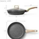 CAROTE Non Stick Frying Pan Skillet,12" Nonstick Fry Pan with Glass Lid, Egg Pan Omelet Pans, Granite Cookware Chef's Pan, PFOA Free (Classic Granite, 12-Inch)