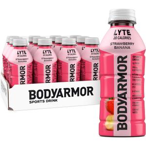 BODYARMOR Lyte Sports Drink Low-Calorie Sports Beverage, Strawberry Banana, Coconut Water Hydration, Natural Flavors with Vitamins, Potassium-Packed Electrolytes, Perfect for Athletes, 16 fl oz Bottle (Pack of 12)