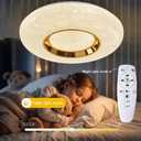 Dimmable LED Round Gold Ceiling Light, 20 Inch 48W with Remote Control, 3000K-6500K,Flush Mount Ceiling Light，Modern Wood Grain Lamp, Suitable for Entryway, Bedroom and Living Room., 19.7 inches