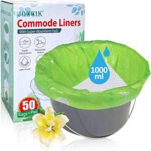 Commode Liners for Bedside Commode with Super Absorbent Pad 50 Pack Disposable Bags Universal Fit All Standard Toilet Chair Bucket Commode Liners for Bedside Commode with Super Absorbent Pad 50 Pack Disposable Bags Universal Fit All Standard Toilet Chair Bucket