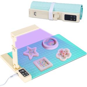 TOTHEMOON Epoxy Resin Heating Mat - with UV & LED Light Resin Curing Machine Faster Curing with 4H Auto-Off Timer & 4 Adjustable Temperature for UV Resins Jewelry Making DIY Craft Decor