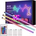 Battery Powered LED Strip Lights, Wireless RGB LED Strip Lights with 24 Keys Remote Control, 20 inch x 3 Pack for Kitchen Under Cabinet Lighting, Shelves, Under Counter, Closet, Cordless Click Light