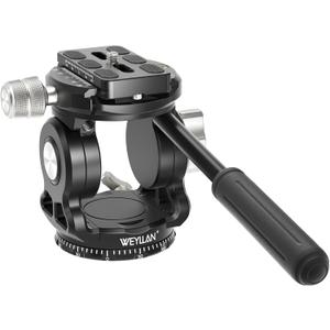 Tripod Head for Camera with Arca Swiss Quick Release Plate, WEYLLAN Fluid Head Tripod for DSLR Camera Canon Nikon Sony Camcorders, Metal Panoramic Video Tripod Fluid Head Pan Tilt, Max Load 17lbs/8kg