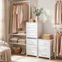 2-Pack Stackable 3-Tier Storage Drawers (6 Drawers Total), Small Dresser for Closet, Narrow Fabric Dresser with Wooden Top & Metal Frame, Freestanding Closet Organizer Tower for Bedroom, Living Room