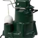 Zoeller M98 Flow-Mate Sump Pump - 1/2 HP - Cast Iron - LED Power Plug - High Flow - Vortex Impeller - Stainless Steel Hardware - Factory Tested and Float Operated - Submersible Sump Pump - 115V (Green)