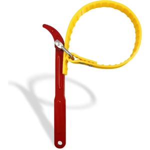 Strap Wrench 12 Inches, Water Filter Wrench Steel Handle Adjustable Strap Wrench for Replacing Water Filter, PVC Pipe Joints, Oil Filter, Swimming Pool Connection (Red Handle, Yellow Strap)
