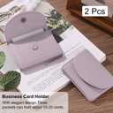 uxcell PU Leather Business Card Case, 2Pcs Business Name Card Holder Wallet with Magnetic Shut Pocket Holder for Women Credit ID Card, Purple