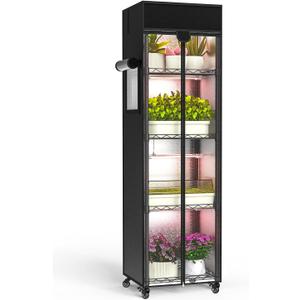 Indoor Greenhouse with Grow Light, 15.7" L×11.8" W×62.3" H with 48W