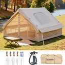 Inflatable Tents for Camping with Skylight and Stove Opening-Quick Setup,All-Season Inflatable Tent,Waterproof Oxford Cloth Large Blow up Tent,Suitable for 4-6 People Glamping Camping Tent House