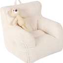 MOMCAYWEX Kids Bean Bag Chair with a Plush Bear, Comfy Toddler Chair for Boys and Girls, Beige, 23.62 Inches X 23.62 Inches X 21.2 Inches