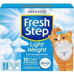 Fresh Step Light Weight Advanced Extreme Cat Litter with Febreze Freshness, Extra Strength Formula Clumping Litter, 25 lbs. (2 x 12.5 lb. Box)