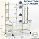 PLKOW Dumbbell Rack, Weight Rack for Dumbbells, Home Gym Storage for Dumbbells Kettlebells Yoga Mat and Balls, All in One Workout Storage with Wheels and Hooks, Powder Coated Finish Steel