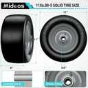 11x 6.00-5 Flat Free Tire, 2 Pack Zero Turn Front Mower Tires, 11x6.00-5 Solid Lawn Mower Tire with 3/4" or 5/8" & 1/2" Bearings, 450lbs, 6"- 8" Centered Hub for Bad Boy/Cub Cadet Lawn Mowers, 11x6.00-5 Solid TiresGery Rim)