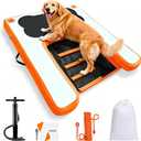 VOFiTNY Dog Pool Ramp 4ft x 3.3ft x 4in Inflatable Puppy Water Raft Plank Portable Pup Mat Floating Doggy Floats Ladder Boat Lake Play Bright Orange