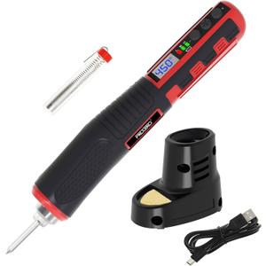 FrogBro Cordless Soldering Iron with Adjustable Cordless Temperature 392°F-842°F Type-C Fast Charging, LED Display, Portable Rechargeable Soldering Kit，Auto Sleep/ Shut-Off & Safety Lock