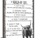 Inspirational 7 Rules of Life Wall Art Farmhouse Highland Cow Pictures Decor Black and White Cow Canvas Painting Modern Framed Prints Artwork for Home Bathroom Bedroom Living Room Office 16"x24"