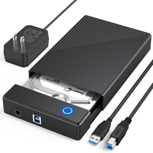 3.5 Hard Drive Enclosure, USB 3.0 Internal/External Hard Drive Case Lay-Flat Dock Station for 3.5/2.5 inch SATA HDD Up to 20TB Data Recovery Kit Support UASP with 12V 24W Power Adapter