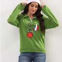 New Pullover Ugly Christmas Sweaters Cartoon Character Green Monster Print Unisex Sweatshirt with Christmas Hat (Medium)