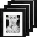 Malden 11x14 Matted Picture Frame - Made to Display Pictures 8x10 with Mat, or 11x14 Without Mat - Black
