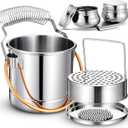 2 Pcs Paint Brush Cleaner Set Stainless Steel Double Dipper Palette Cup Paint Brush Portable Washer Holder for Oil Cleaner Kits(Straight Shape,Jumbo)