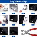 200 Sets Snaps Button Kit,Metal Snap Buttons with Fastener Pliers and Snap on Button Kit,Press Tool Kit Perfect for DIY Clothing and Crafts(Chrome,9.5mm)