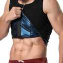 MOLLDAN Mens Polymer Sauna Vest Sweat Slimming Tank Top with Zipper