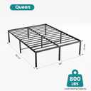 OLIXIS Queen Bed Frame, Heavy Duty Sturdy 16 Inch Metal Platform Bed with Storage Space, Enhanced Stability & Noise-Free, No Box Spring Needed, Easy Assembly