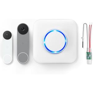 Wireless Doorbell Chime - Compatible with Google Nest Doorbell (Wired, 2nd Gen) and Google Nest Doorbell (Battery) with Wired Transmitter (1 Video Doorbell Extender 1 Receiver