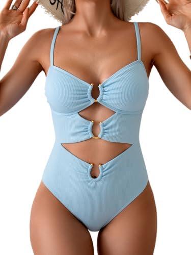 Eomenie One Piece Swimsuit for Women Ring Linked Monokini Sexy Bathing Suit Cutout Swim Suit, S Eomenie One Piece Swimsuit for Women Ring Linked Monokini Sexy Bathing Suit Cutout Swim Suit, S