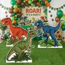 3 Pcs Large Dinosaur Themed Decoration T-rex Stegosaurus Velociraptor Cardboard Cutout Standup Dinosaur Birthday Party Photo Backdrop for Jurassic Theme Jungle Safari Party Supply (Modern)