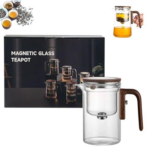 Enchanti Tea Pot, Magnetic Glass Teapot with Removable Infuser, with Strainer and Handle for Home, Gifting, Outdoor and Office (no cup,800ml)